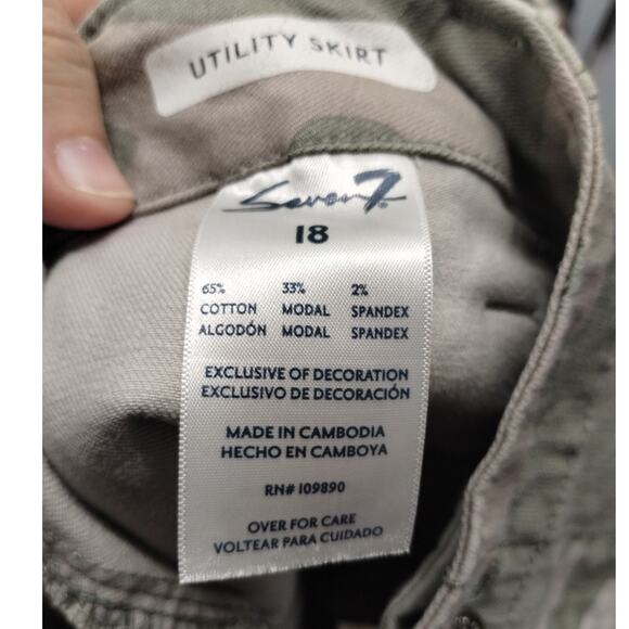 Seven7 Women's Plus Size 18 Green Camo Cotton Modal Blend Utility Skirt - Picture 6 of 6